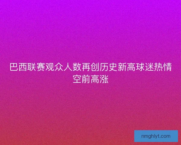 巴西联赛观众人数再创历史新高球迷热情空前高涨